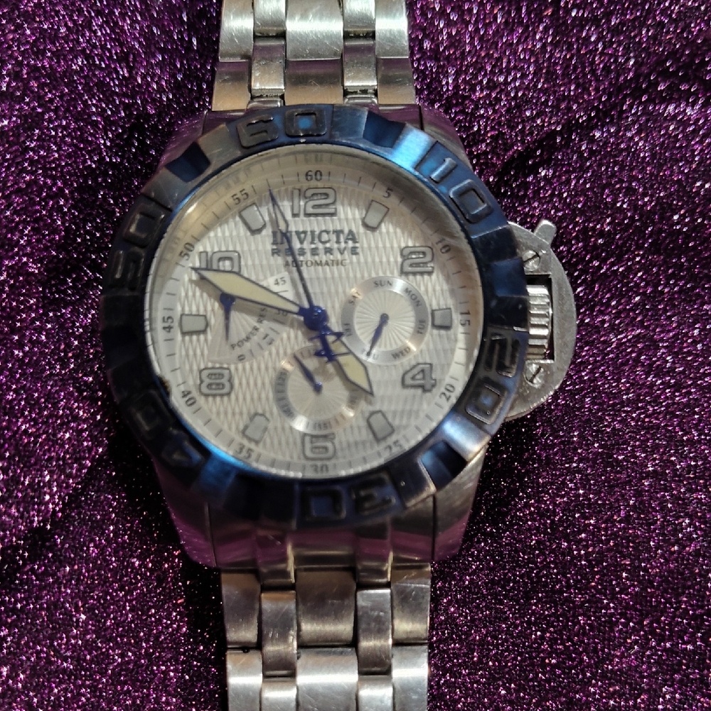 Invicta Silver and Black Chronograph Watch